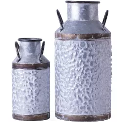 Vintiquewise Rustic Farmhouse Style Galvanized Metal Milk Can Decoration Planter and Vase