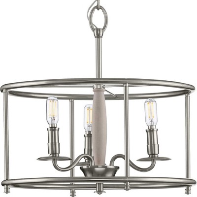 Durrell Brushed Nickel and White Drum Semi-Flush Light