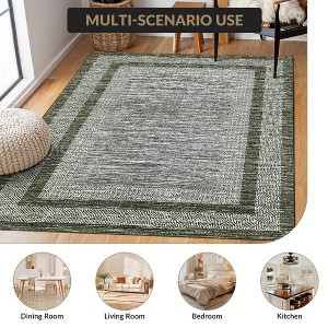 Modern Geometric Bordered Area Rug Non Slip Non Shedding Rug Soft Low Pile Floor Carpet Washable Thin Rug, Contemporary Distressed Rug - 1 of 4