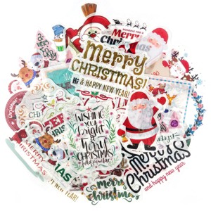 Wrapables Holiday Scrapbooking Washi Stickers, DIY Crafts for Stationery, Diary, Card Making (60 pcs), Merry Christmas - 1 of 4