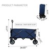 FURNIinspire Outdoor Serving Carts Utility Collapsible Folding Wagon Cart Heavy Duty Foldable Beach Wagon for Camping, Blue, 34.65"*17.71"*35.23" - 3 of 4
