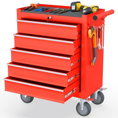Huxxion 5-Drawer Heavy Duty Rolling Tool Chest Tool Storage Box