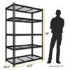 5-Tier Black Adjustable Metal Shelving Unit Heavy Duty Garage Storage Industrial - 4 of 4