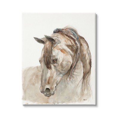 Stupell Industries Gentle Horse Portrait Farm Animal Watercolor Detail Canvas Wall Art
