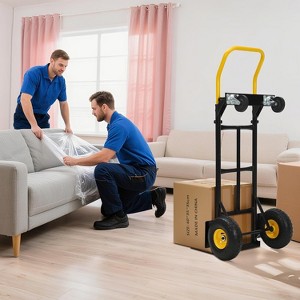 2-In-1 Hand Truck & Platform Cart | Non-Marking Wheels + 3-Height Adjustable Handle for Industrial/Logistics/Luggage - 1 of 4