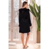 ADR Women's Faux Fur Feather Hooded Robe, Soft Plush Fleece Knee Length Bathrobe with Hood - 3 of 4