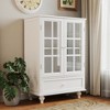 Alilang Storage Cabinet Freestanding with Double Glass Doors and Drawer Modern for Living room, Dining Room Hallway Entryway 28 x 38 Inches-White - 2 of 4