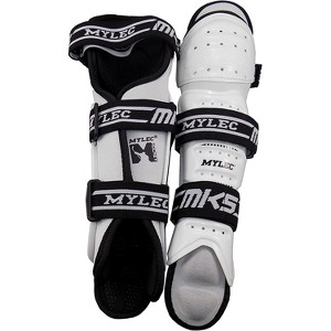 Mylec MK5 Street & Roller Hockey Full Shin Pads, Lightweight Foam Rubber, Breathable Mesh, Velcro Straps, Hard Front Shell - 1 Pair - 1 of 2