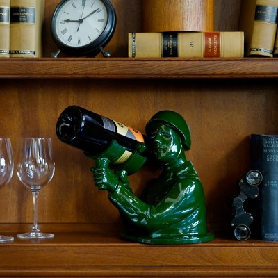 Green Polyresin Army Man Wine Bottle Holder