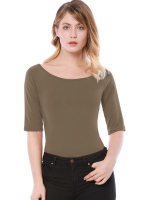 INSPIRE CHIC Women's Half Sleeves Scoop Neck Fitted Layering Soft T-Shirt
