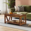 Coffee Table 43" with Storage Shelf and Sturdy V-Shaped Support, Farmhouse Wood Center Table for Living Room, Bedroom, Office, Balcony - 2 of 4