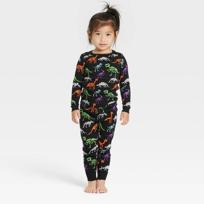 Toddler Halloween Dino Skeletons Snug Fit Matching Family Pajama Set - Hyde & EEK! Boutique™ Black