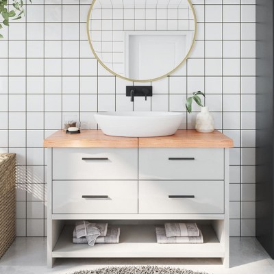 vidaXL Bathroom Countertop Light Brown 47.2 in.x19.7 in.x(0.8 in.-2.4 in.) Treated Solid Wood