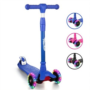 3-Wheel Kids Kick Scooter，Adjustable Height and Lean-to-Steer, Lightweight and Durable, Portable Kids Push Scooter for Ages 3-12, Black - 1 of 4