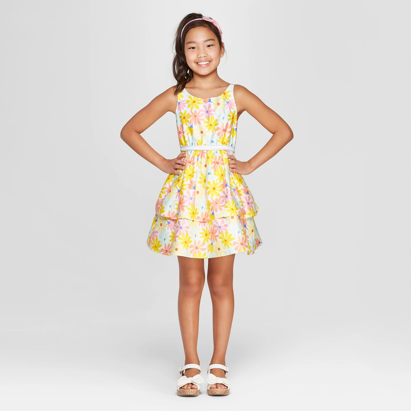 Girls' Floral Print Dressy Dress - Cat & Jackâ¢ Yellow - image 1 of 3