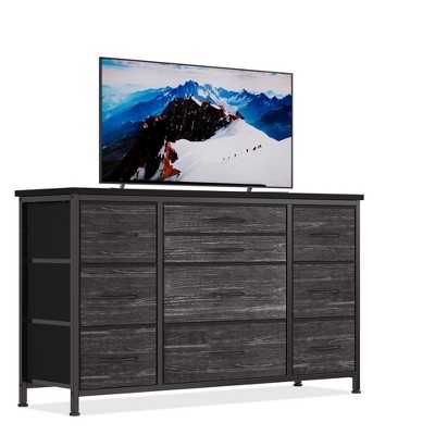 TV Stand for 55'' TV with Power Outlet, Entertainment Center, Dresser with 10 Large Drawers