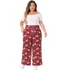 Agnes Orinda Women's Plus Size Stretchy Palazzo High Waist Summer Casual Heart Print Wide Leg Pants - 3 of 4