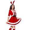 Mrs Claus Costume for Women Santa Christmas Costume Velvet Dress Outfit with Belt Shawl Gloves Headband - 3 of 4