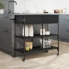 vidaXL Kitchen Trolley Black 41.3 in.x16.5 in.x37.4 in. Engineered Wood - 4 of 4