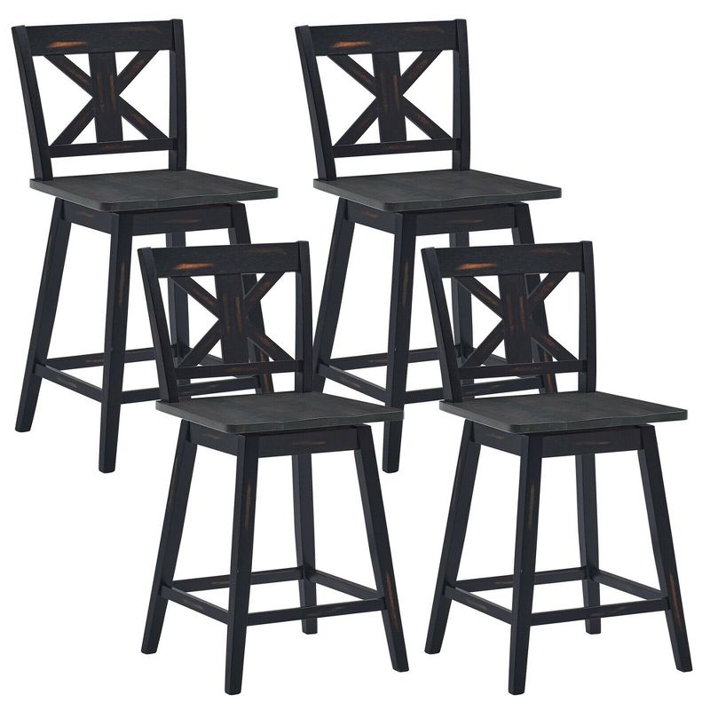 Costway 4PCS Swivel Bar Stools w/ Footrest Counter Height Chairs for Home, 1 of 6