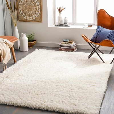 Siari Cream Plush Shag Rectangle Rug 3'11" x 5'7"
