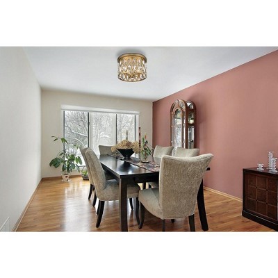 Heirloom Brass 15'' Crystal Accented Contemporary Flush Mount Light