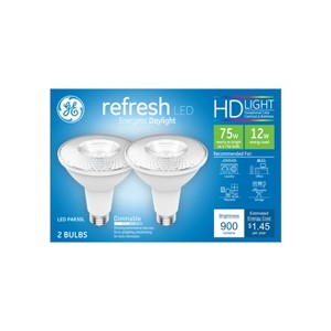 GE 2pk 75W Relax PAR30L LED Light Bulbs Daylight: Dimmable, 900 Lumens, 5000K, E26 Base, Suitable for Wet Locations - 1 of 4