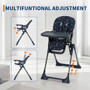 High Chair for Babies and Toddlers, Foldable Baby Feeding Chair with Adjustable Height Backrest & Footrest, Removable Tray & Invisible Wheels - 1 of 4