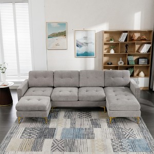 110" L-Shape Sectional Sofa Convertible Couch with Ottoman Versatile Configuration for Living Room, Apartment, Office-- Frevyn - 1 of 4