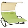 vidaXL Double Sunlounger Patio Lounge Chair with Canopy Outdoor Rocking Sunbed - Green and Cream - 2 of 4