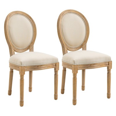 Caille Linen King Louis Back Dining Chairs in Beige