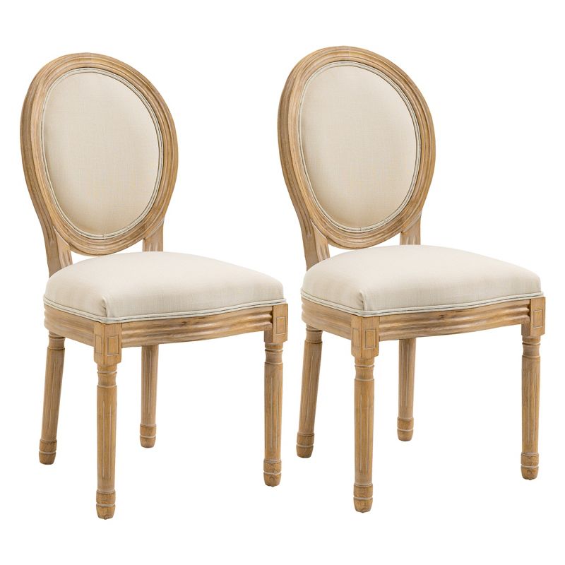 HOMCOM French-Style Upholstered Dining Chairs Set of 2, Armless Accent Side Chairs with Upholstery, 1 of 7