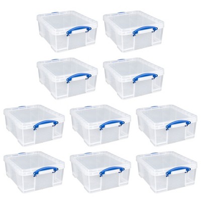 Really Useful Box 4 Liter Plastic Stackable Storage Container w/ Snap Lid &  Built-In Clip Lock Handles for Home & Office Organization, Clear (3 Pack)