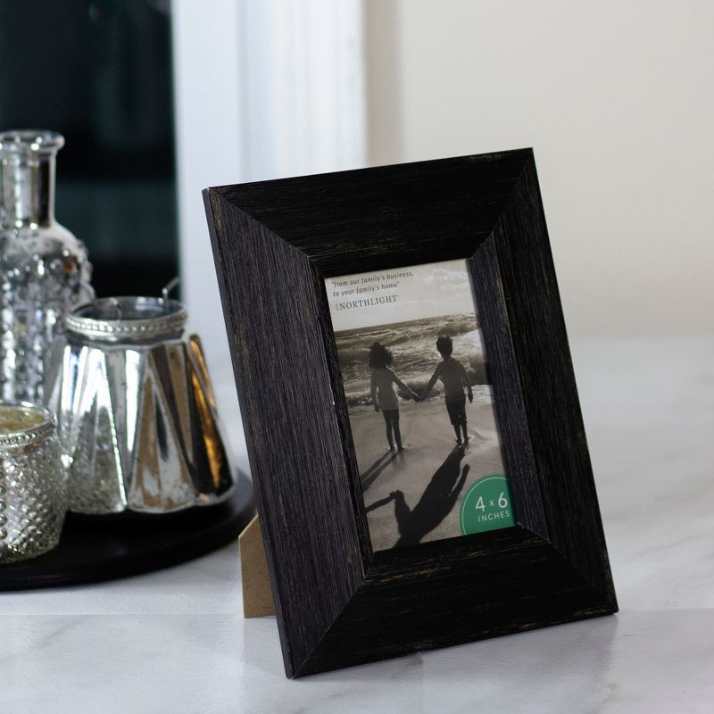 Northlight 9.25" Distressed Finish Rectangular 4" x 6" Photo Picture Frame - Black, 2 of 7