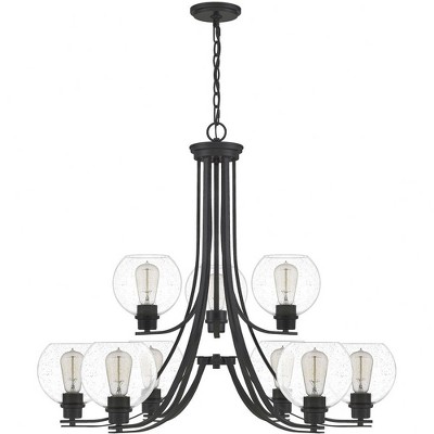 Pruitt 29" Transitional Matte Black 9-Light Chandelier