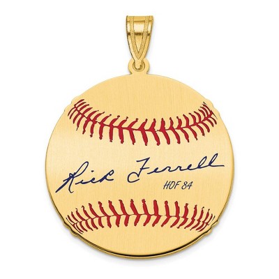 Black Bow Jewelry 14K Gold Plated Rick Ferrell Signature MD Enamel Baseball Pendant