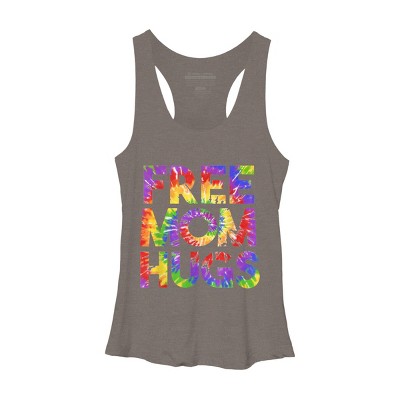 Adult Design By Humans Tie Dye Rainbow Pride Free Mom Hugs By Avocato Racerback Tank Top