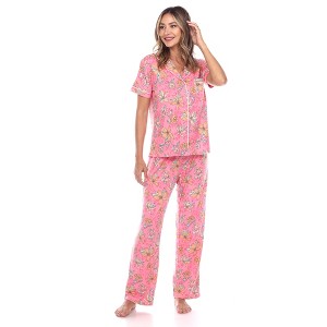 Women's Short Sleeve Top and Pants Pajama Set - White Mark - 1 of 4