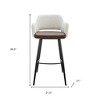 HomeRoots 30" Ivory Brown And Black Boucle Faux Leather And Steel Bar Height Swivel Bar Chair - 3 of 4