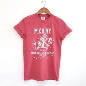Simply Sage Market Women's Merry Country Christmas Short Sleeve Garment Dyed Tee - 1 of 4