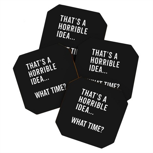 Juvale Set of 12 Square Cork Coasters for Drinks with Funny Quotes