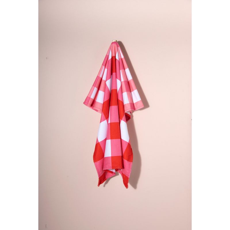 Shiraleah Pink and White Checkered Beach Towel, 4 of 6