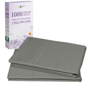 Luxury 1000 Thread Count Pillowcase Set, 100% Cotton Sateen by California Design Den - 1 of 4