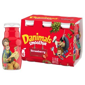 Danimals Strawberry Kids' Smoothies - 6ct/3.1 fl oz Bottles - 1 of 4