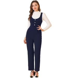 Allegra K Women's High Waist Casual Wide Leg Pants Overalls Jumpsuit - 1 of 4