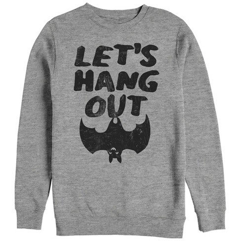 Women s CHIN UP Halloween Bat Hang Out Sweatshirt Athletic Heather Large