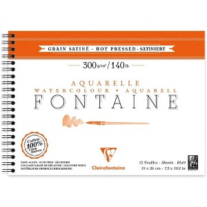 Clairefontaine Fontaine Watercolor Hot Pressed - Wirebound 12 Sheets - 7 1/2 x 10 1/4 - 1 of 4
