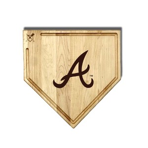 MLB 17-Inch Wooden Home Plate Cutting Board w/Trough, Atlanta Braves - 1 of 2