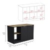 Grungis Kitchen Island Cart with Open Shelves,Kitchen Island with Two Double Door Cabinets,Island Table for Kitchen - 3 of 4