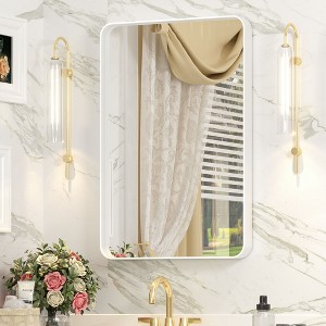 Apmir 16 in. W x 24 in. H Rectangular Aluminum Alloy Framed and Tempered Glass Wall Mirror in Matte White - 1 of 4